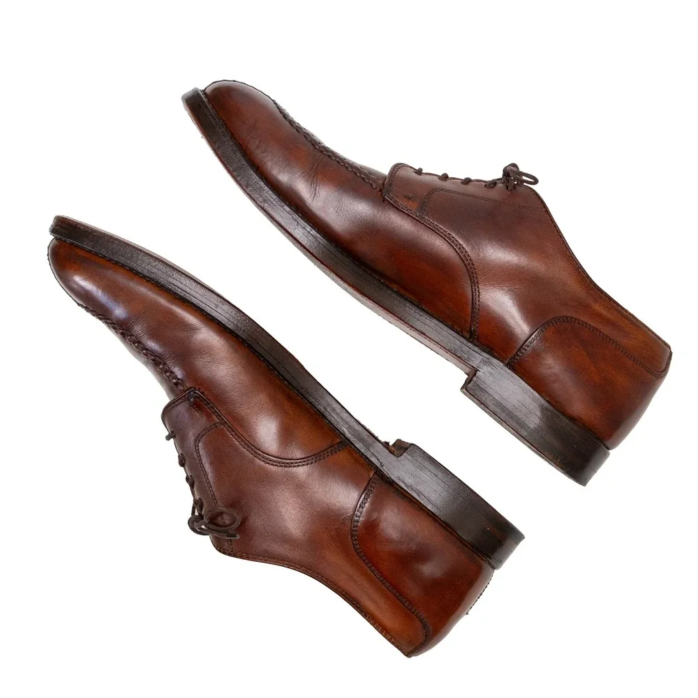 Alden 962 Norwegian Front Blucher Dark Tan Calfskin Split Toe Derby Shoes 8.5 C